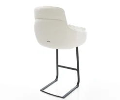 BarstuhlLuan-Flex Bouclé Soft Beige Freischwinger Flach Metall Schwarz Sofort versandfertig
