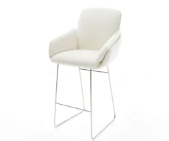 BarstuhlLuan-Flex Bouclé Soft Beige Kufengestell Edelstahl Silberfarben Sofort versandfertig