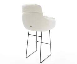 BarstuhlLuan-Flex Bouclé Soft Beige Kufengestell Metall Schwarz Sofort versandfertig