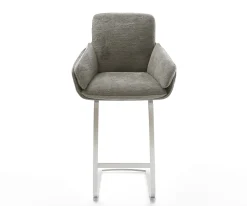 BarstuhlLuan-Flex Bouclé Soft Schlamm Freischwinger Flach Edelstahl Silberfarben Sofort versandfertig