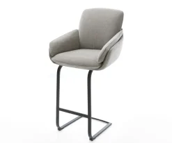 BarstuhlLuan-Flex Strukturstoff Soft Grau Freischwinger Flach Metall Schwarz Sofort versandfertig