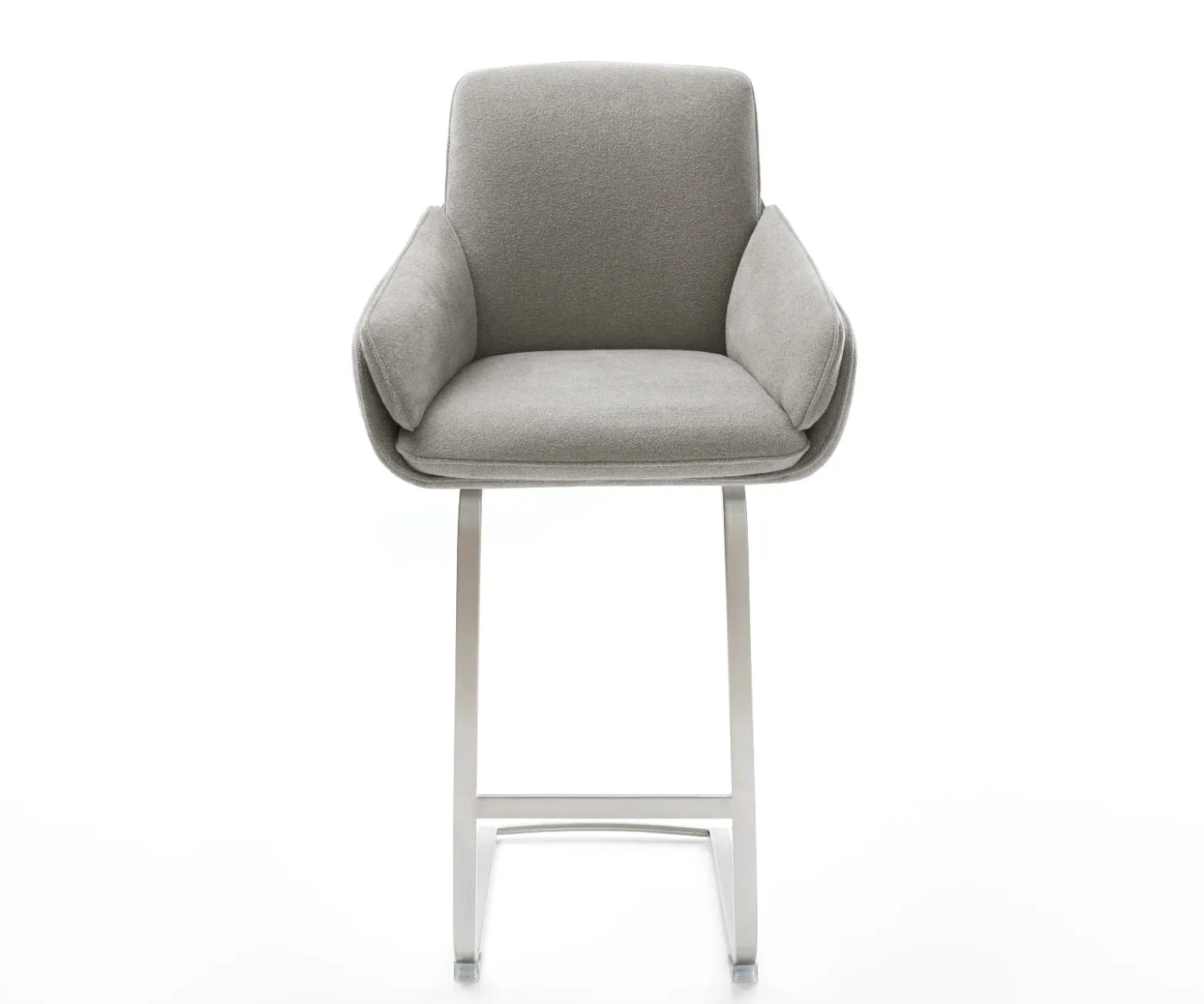 BarstuhlLuan-Flex Strukturstoff Soft Grau Freischwinger Flach Edelstahl Silberfarben Sofort versandfertig