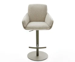 BarstuhlLuan-Flex Webstoff Soft Beige Drehfuß höhenverstellbar Metall Titanfarben Sofort versandfertig
