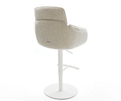 BarstuhlLuan-Flex Webstoff Soft Beige Drehfuß höhenverstellbar Metall Weiß Sofort versandfertig
