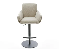 BarstuhlLuan-Flex Webstoff Soft Beige Drehfuß höhenverstellbar Metall Schwarz Sofort versandfertig