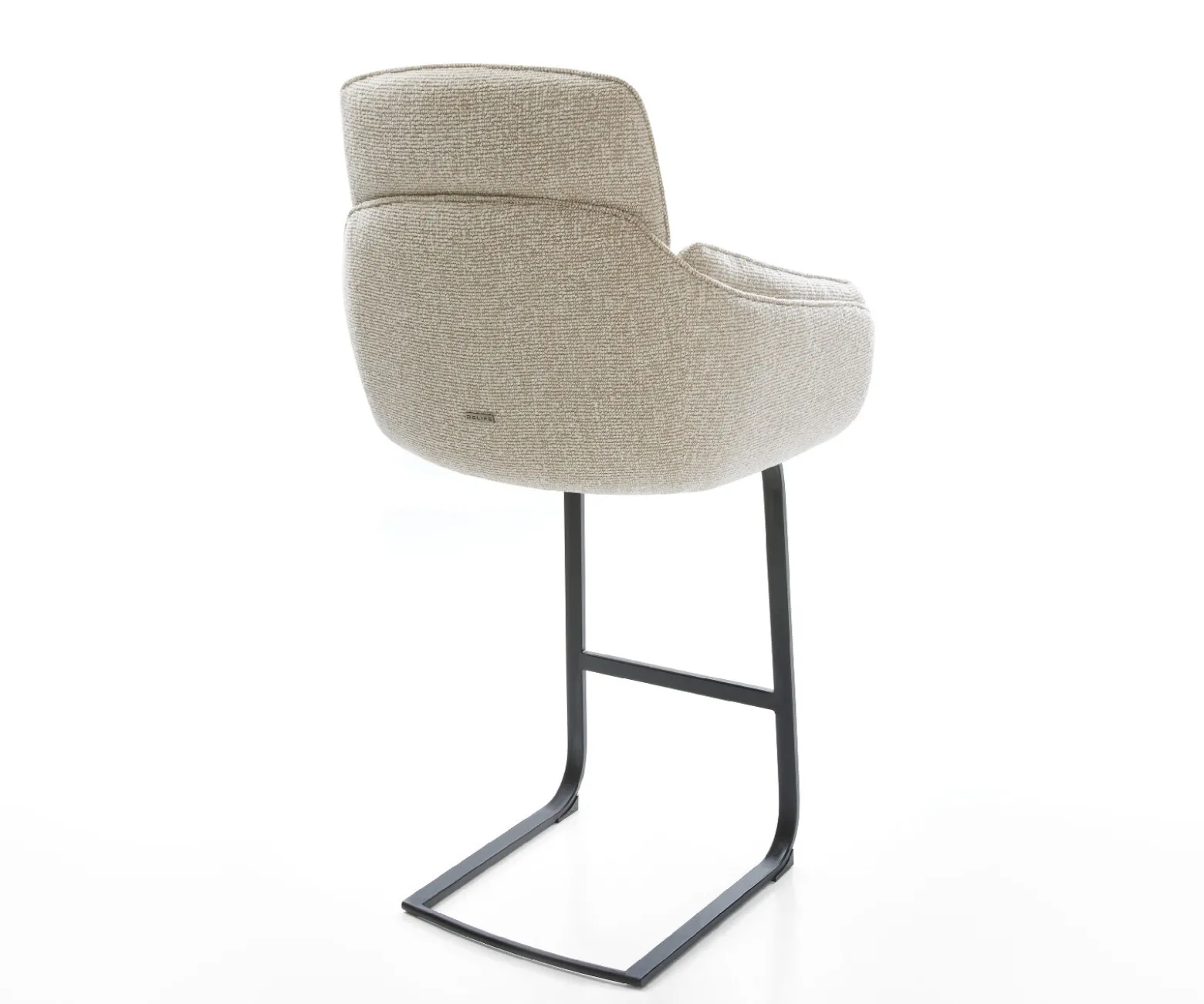 BarstuhlLuan-Flex Webstoff Soft Beige Freischwinger Flach Metall Schwarz Sofort versandfertig