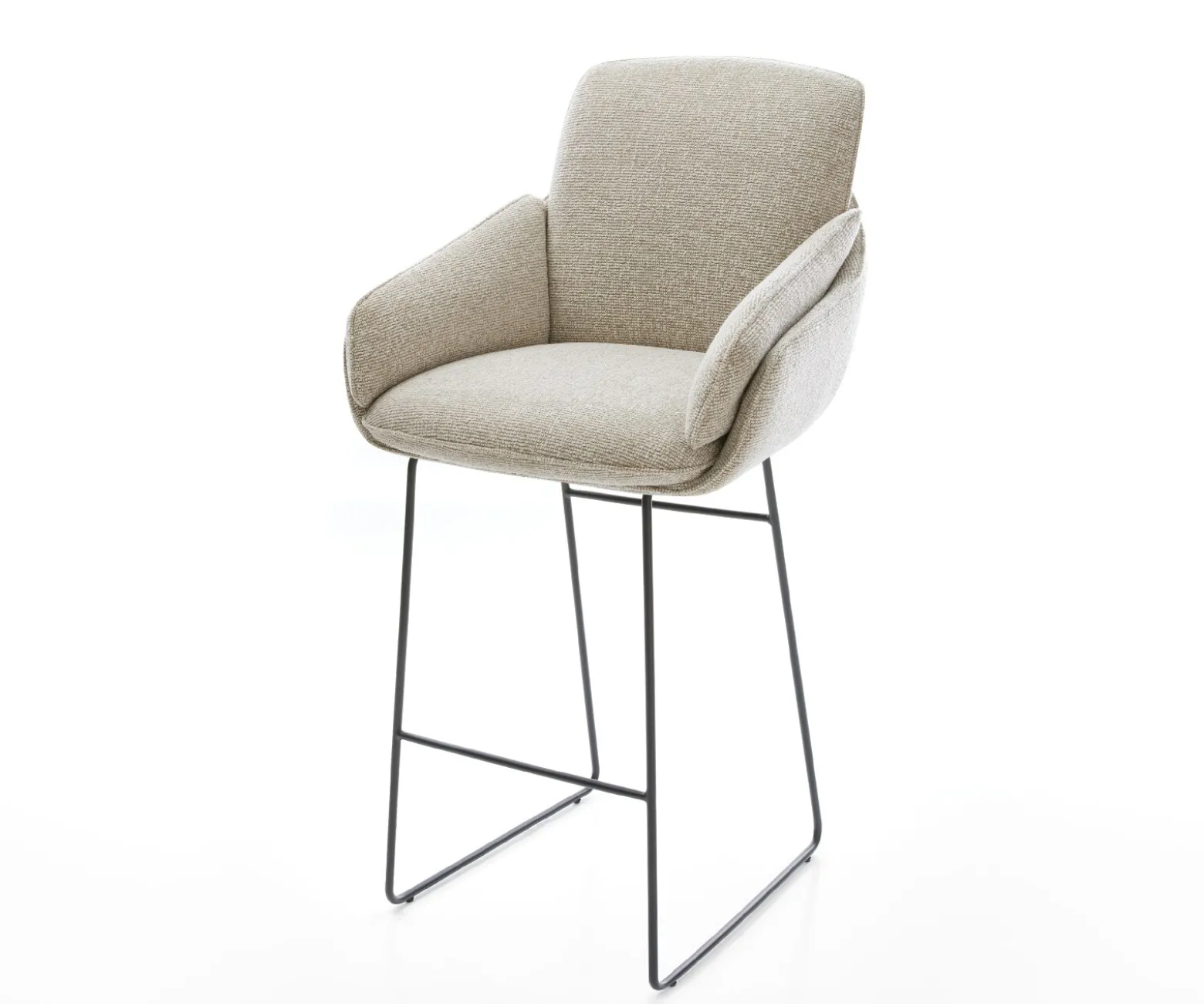 BarstuhlLuan-Flex Webstoff Soft Beige Kufengestell Metall Schwarz Sofort versandfertig