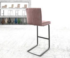 BarstuhlLuiga-Flex Samt Rosé Freischwinger flach Metall Sofort versandfertig