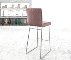 BarstuhlLuiga-Flex Samt Rosé Kufengestell Edelstahl Sofort versandfertig