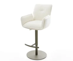 BarstuhlNela-Flex Bouclé Soft Beige Drehfuß höhenverstellbar Metall Titanfarben Sofort versandfertig
