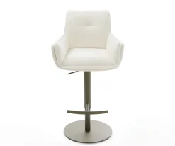 BarstuhlNela-Flex Bouclé Soft Beige Drehfuß höhenverstellbar Metall Titanfarben Sofort versandfertig