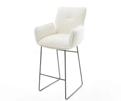BarstuhlNela-Flex Bouclé Soft Beige Kufengestell Metall Schwarz Sofort versandfertig