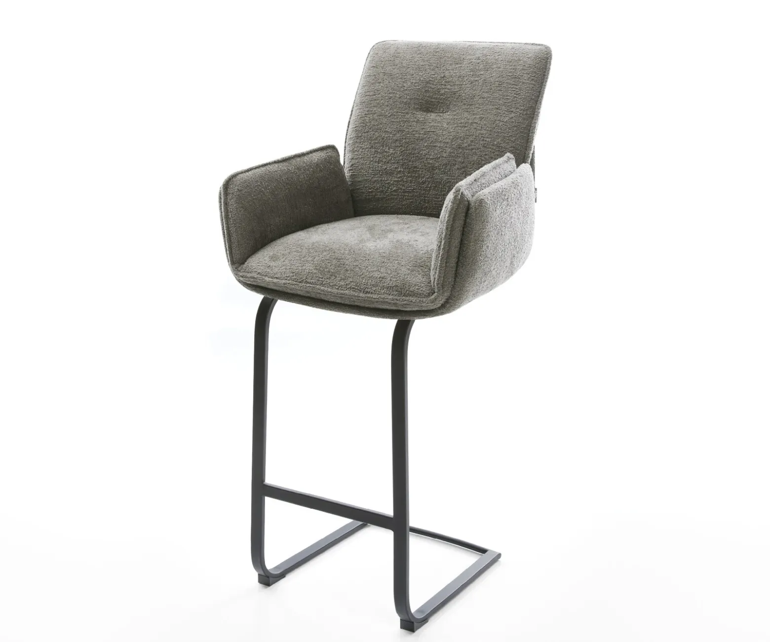 BarstuhlNela-Flex Bouclé Soft Schlamm Freischwinger Flach Metall Schwarz Sofort versandfertig
