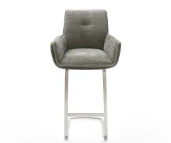 BarstuhlNela-Flex Bouclé Soft Schlamm Freischwinger Flach Edelstahl Silberfarben Sofort versandfertig