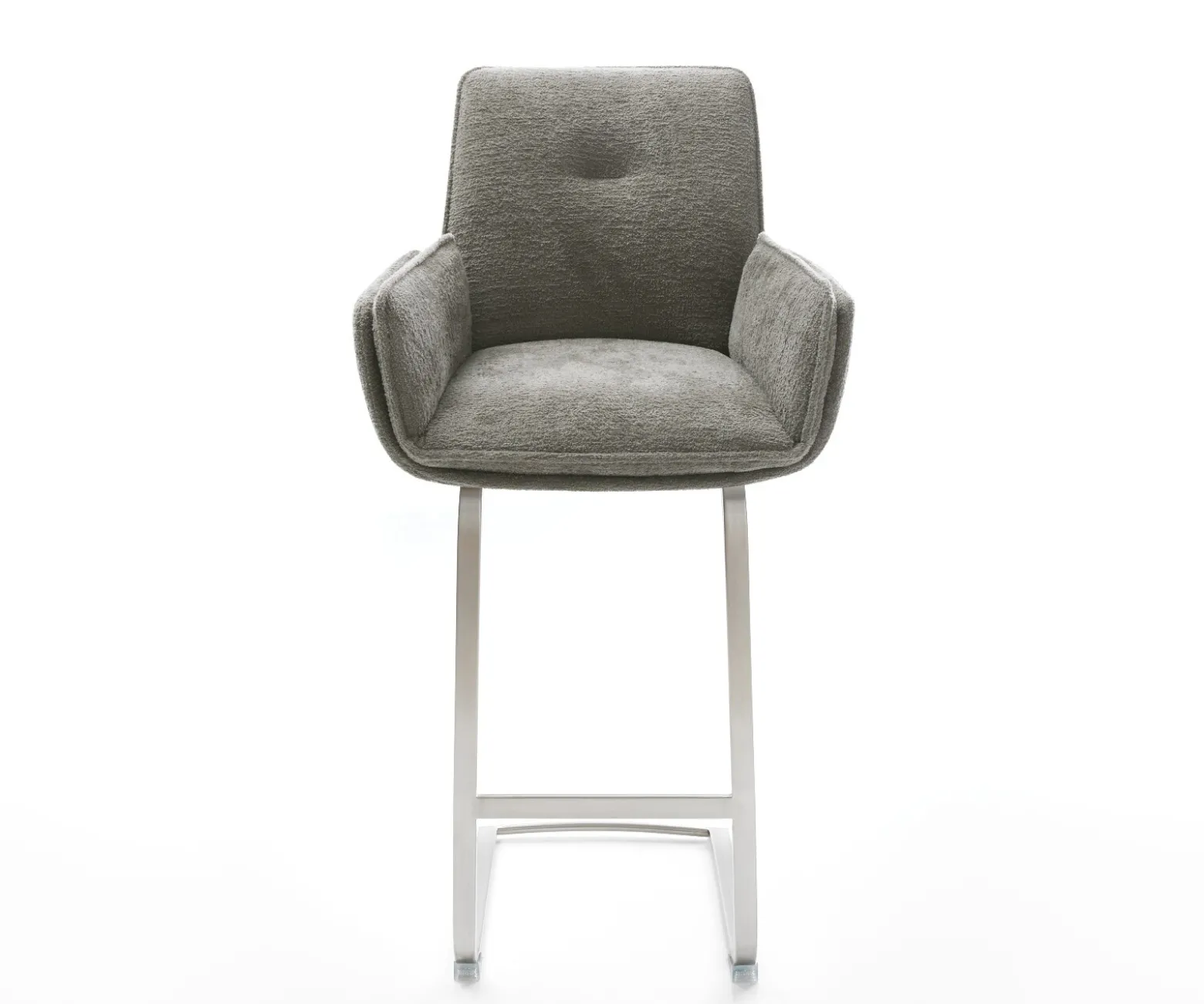 BarstuhlNela-Flex Bouclé Soft Schlamm Freischwinger Flach Edelstahl Silberfarben Sofort versandfertig