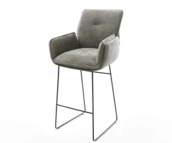 BarstuhlNela-Flex Bouclé Soft Schlamm Kufengestell Metall Schwarz Sofort versandfertig