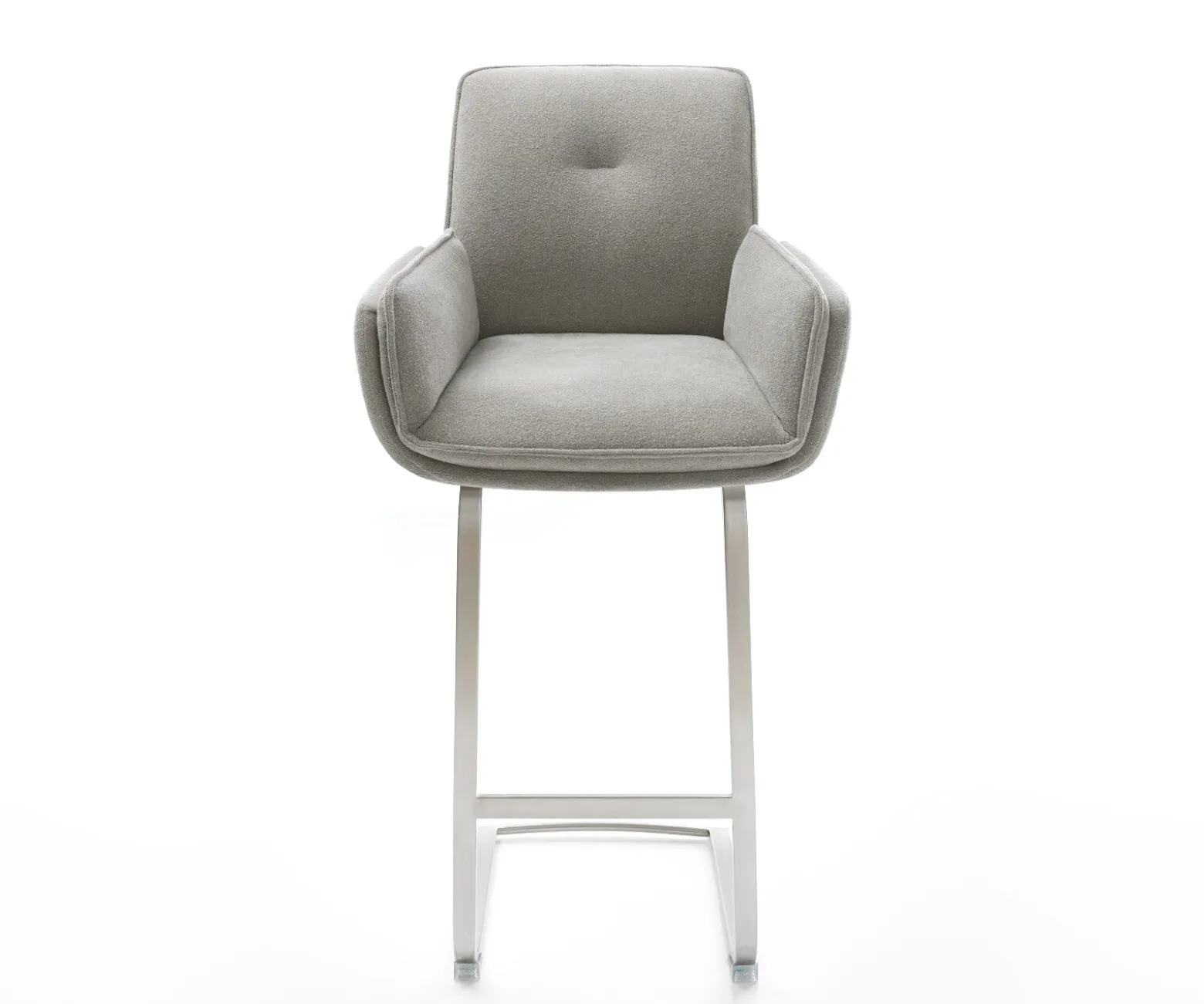 BarstuhlNela-Flex Strukturstoff Soft Grau Freischwinger Flach Edelstahl Silberfarben Sofort versandfertig
