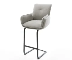 BarstuhlNela-Flex Strukturstoff Soft Grau Freischwinger Flach Metall Schwarz Sofort versandfertig