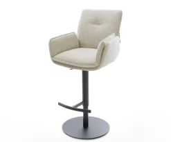 BarstuhlNela-Flex Webstoff Soft Beige Drehfuß höhenverstellbar Metall Schwarz Sofort versandfertig