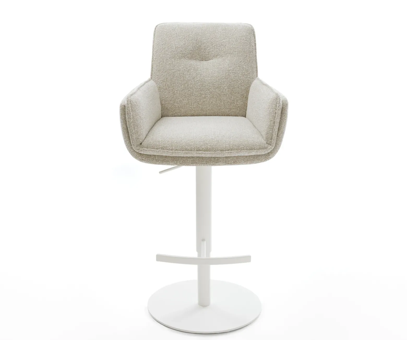 BarstuhlNela-Flex Webstoff Soft Beige Drehfuß höhenverstellbar Metall Weiß Sofort versandfertig
