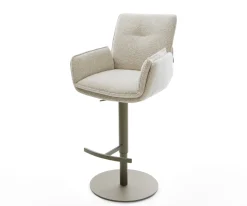 BarstuhlNela-Flex Webstoff Soft Beige Drehfuß höhenverstellbar Metall Titanfarben Sofort versandfertig