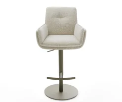 BarstuhlNela-Flex Webstoff Soft Beige Drehfuß höhenverstellbar Metall Titanfarben Sofort versandfertig