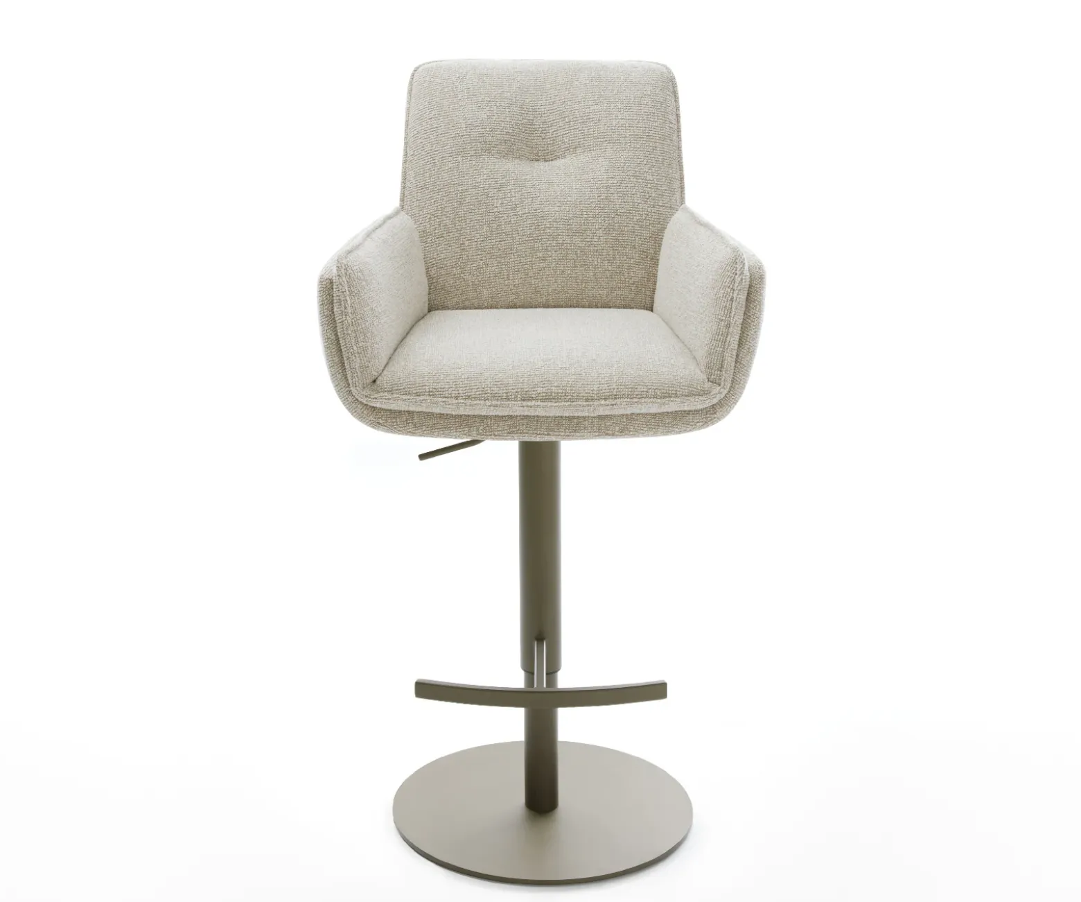 BarstuhlNela-Flex Webstoff Soft Beige Drehfuß höhenverstellbar Metall Titanfarben Sofort versandfertig