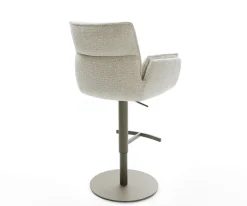 BarstuhlNela-Flex Webstoff Soft Beige Drehfuß höhenverstellbar Metall Titanfarben Sofort versandfertig