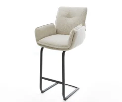 BarstuhlNela-Flex Webstoff Soft Beige Freischwinger Flach Metall Schwarz Sofort versandfertig