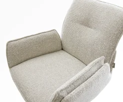 BarstuhlNela-Flex Webstoff Soft Beige Freischwinger Flach Edelstahl Silberfarben Sofort versandfertig