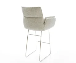 BarstuhlNela-Flex Webstoff Soft Beige Kufengestell Edelstahl Silberfarben Sofort versandfertig