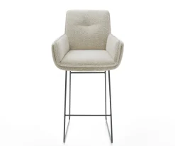 BarstuhlNela-Flex Webstoff Soft Beige Kufengestell Metall Schwarz Sofort versandfertig