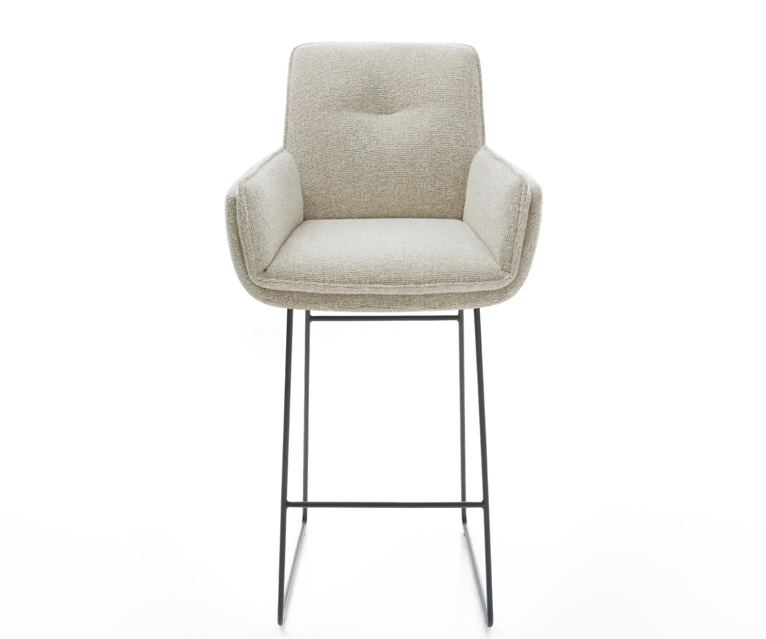 BarstuhlNela-Flex Webstoff Soft Beige Kufengestell Metall Schwarz Sofort versandfertig
