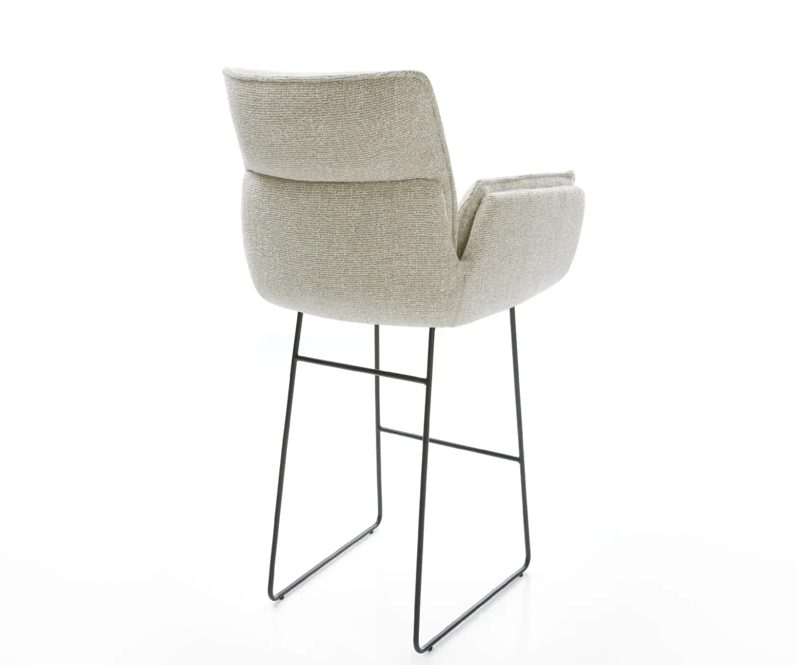 BarstuhlNela-Flex Webstoff Soft Beige Kufengestell Metall Schwarz Sofort versandfertig