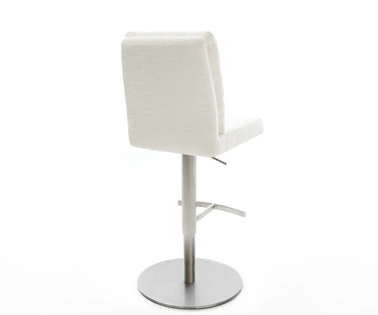 BarstuhlPela-Flex Bouclé Soft Beige Drehfuß höhenverstellbar Edelstahl Silberfarben Sofort versandfertig
