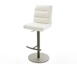 BarstuhlPela-Flex Bouclé Soft Beige Drehfuß höhenverstellbar Metall Titanfarben Sofort versandfertig