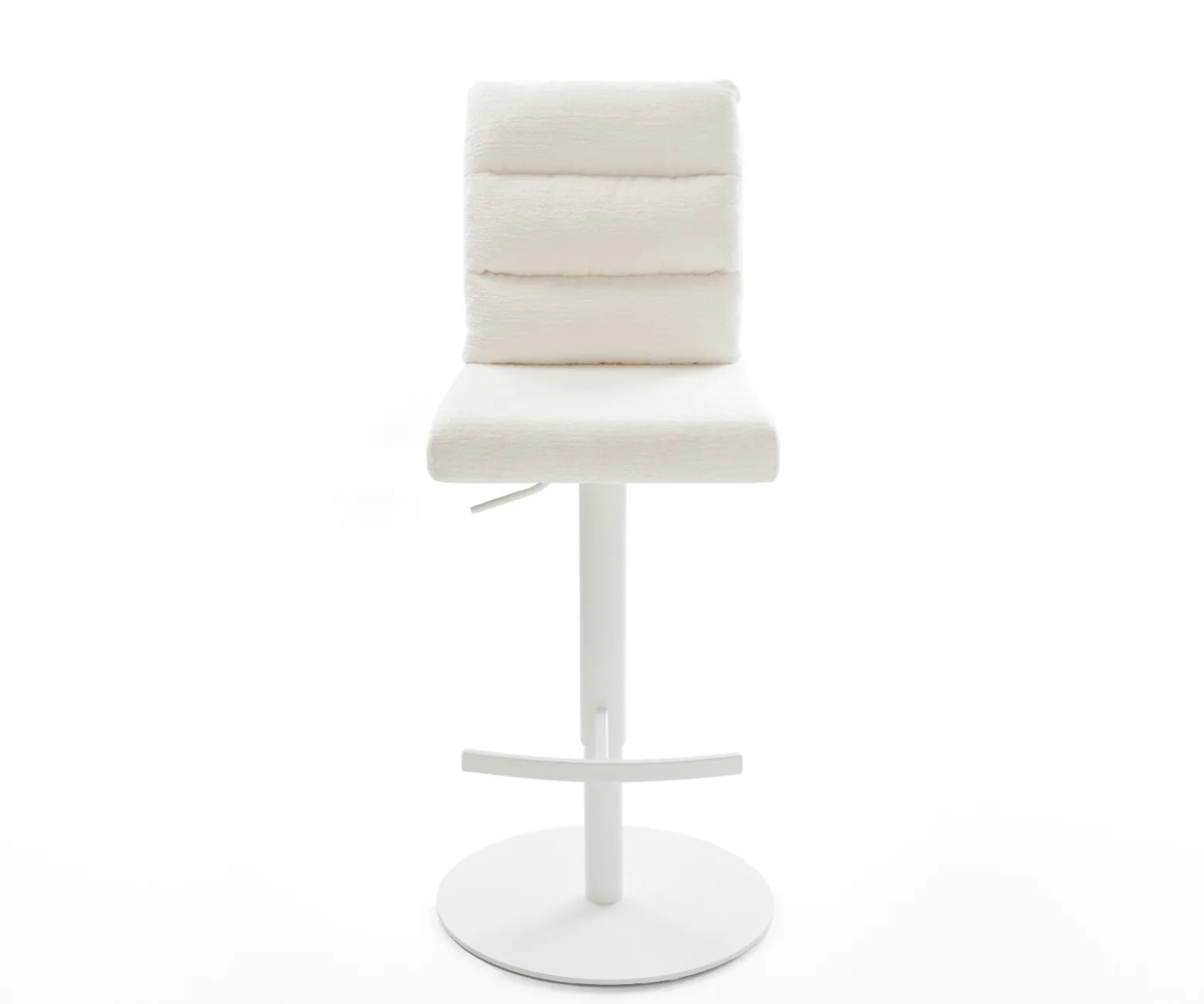 BarstuhlPela-Flex Bouclé Soft Beige Drehfuß höhenverstellbar Metall Weiß Sofort versandfertig