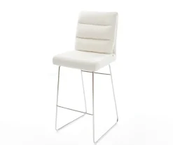 BarstuhlPela-Flex Bouclé Soft Beige Kufengestell Edelstahl Silberfarben Sofort versandfertig