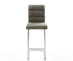 BarstuhlPela-Flex Bouclé Soft Schlamm Freischwinger Flach Edelstahl Silberfarben Sofort versandfertig