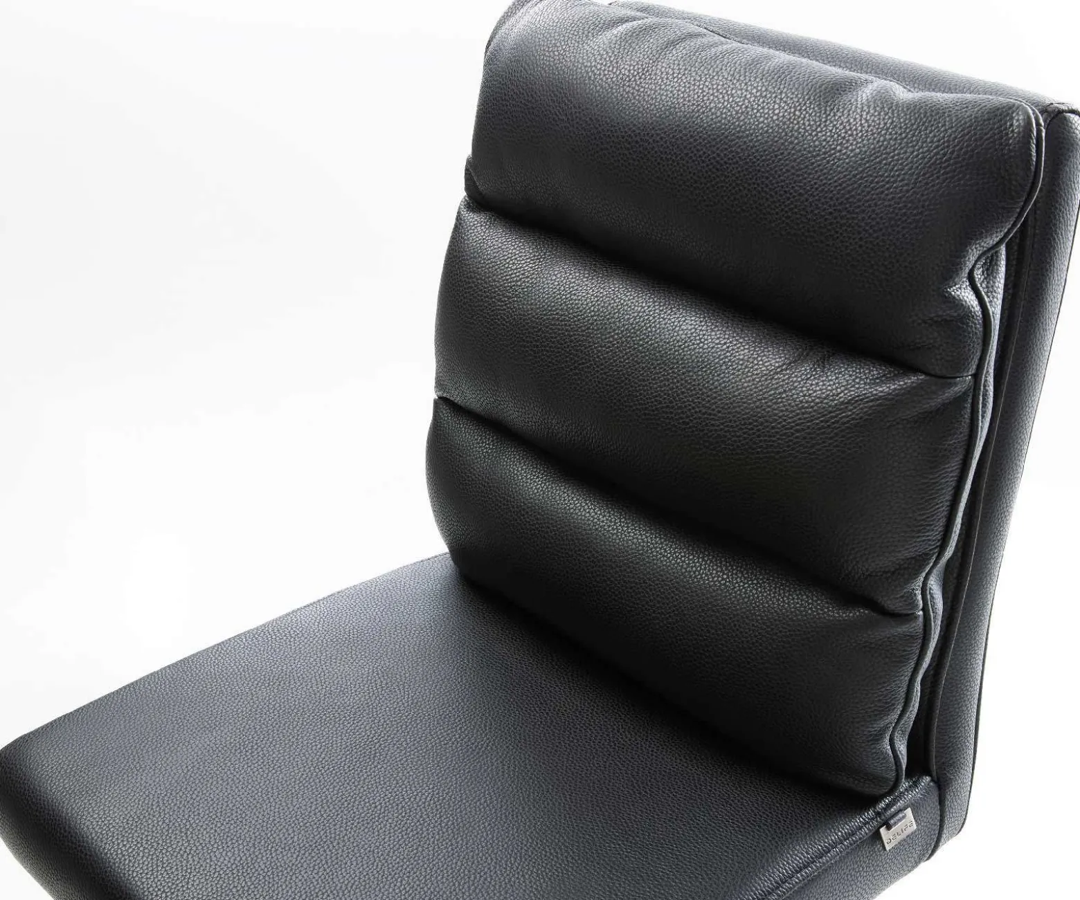 BarstuhlPela-Flex Echt-Leder Schwarz Freischwinger flach Edelstahl Sofort versandfertig