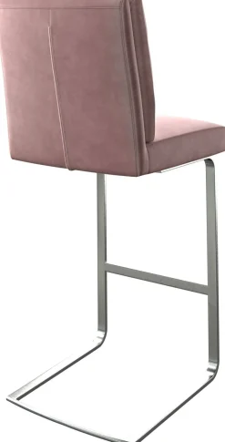 BarstuhlPela-Flex Samt Rosé Freischwinger flach Edelstahl Sofort versandfertig
