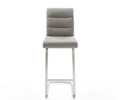 BarstuhlPela-Flex Strukturstoff Soft Grau Freischwinger Flach Edelstahl Silberfarben Sofort versandfertig