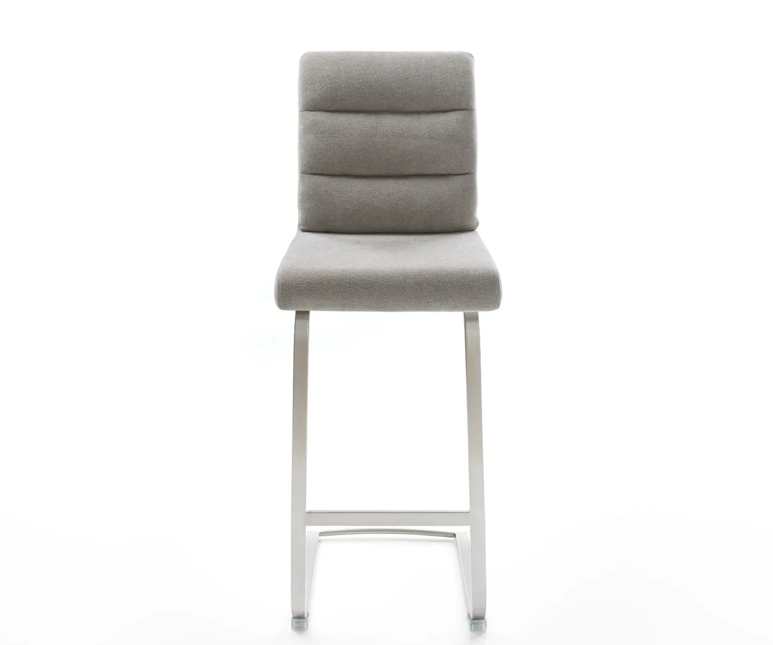 BarstuhlPela-Flex Strukturstoff Soft Grau Freischwinger Flach Edelstahl Silberfarben Sofort versandfertig