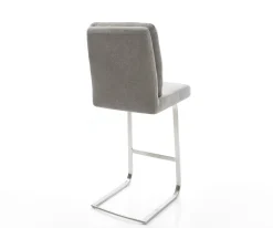 BarstuhlPela-Flex Strukturstoff Soft Grau Freischwinger Flach Edelstahl Silberfarben Sofort versandfertig