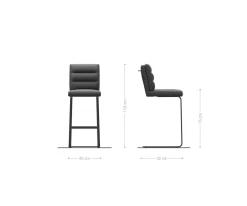 BarstuhlPela-Flex Strukturstoff Soft Grau Freischwinger Flach Metall Schwarz Sofort versandfertig