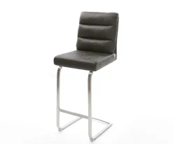 BarstuhlPela-Flex Vintage Anthrazit Freischwinger flach Edelstahl Sofort versandfertig