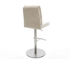 BarstuhlPela-Flex Webstoff Soft Beige Drehfuß höhenverstellbar Edelstahl Silberfarben Sofort versandfertig