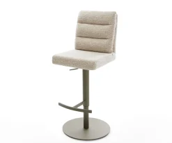 BarstuhlPela-Flex Webstoff Soft Beige Drehfuß höhenverstellbar Metall Titanfarben Sofort versandfertig