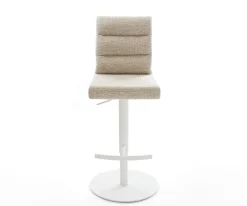 BarstuhlPela-Flex Webstoff Soft Beige Drehfuß höhenverstellbar Metall Weiß Sofort versandfertig