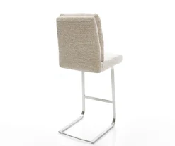 BarstuhlPela-Flex Webstoff Soft Beige Freischwinger Flach Edelstahl Silberfarben Sofort versandfertig